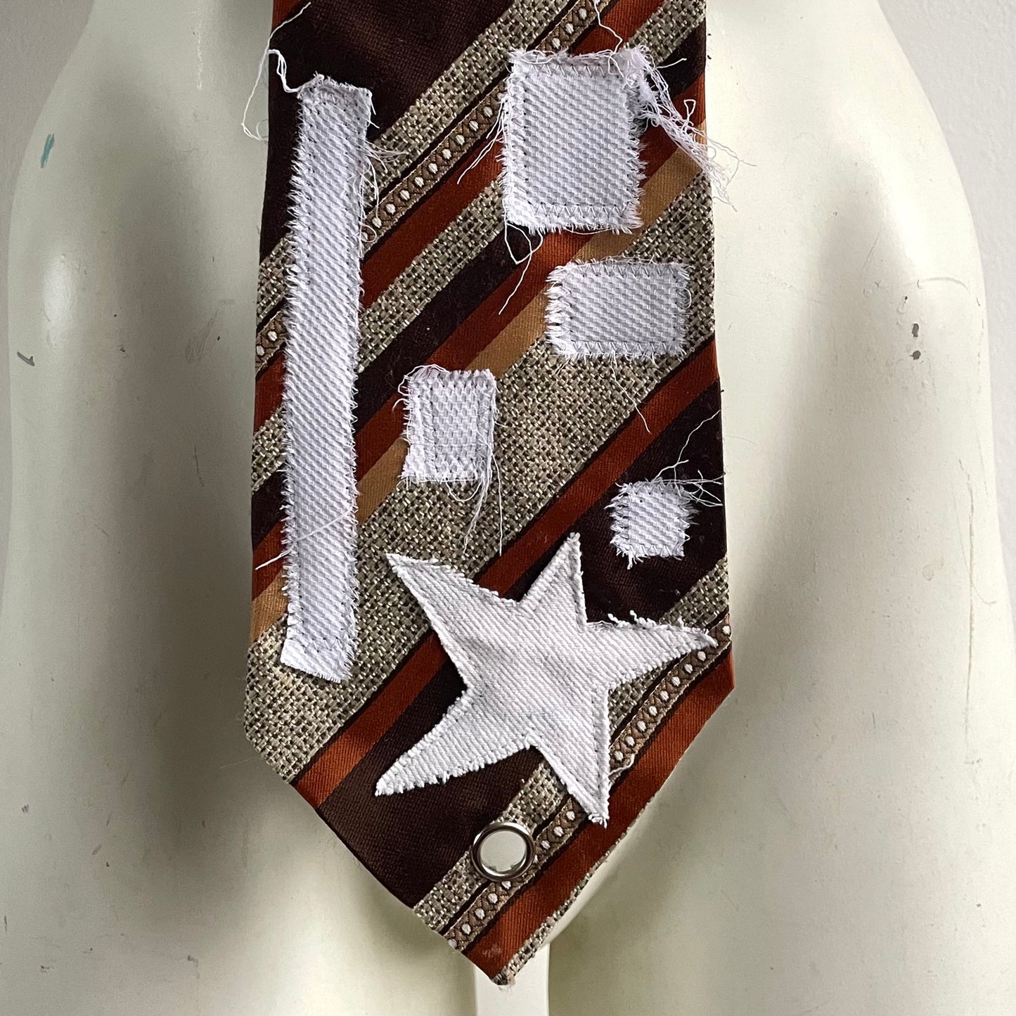 Brown stripe patchwork tie