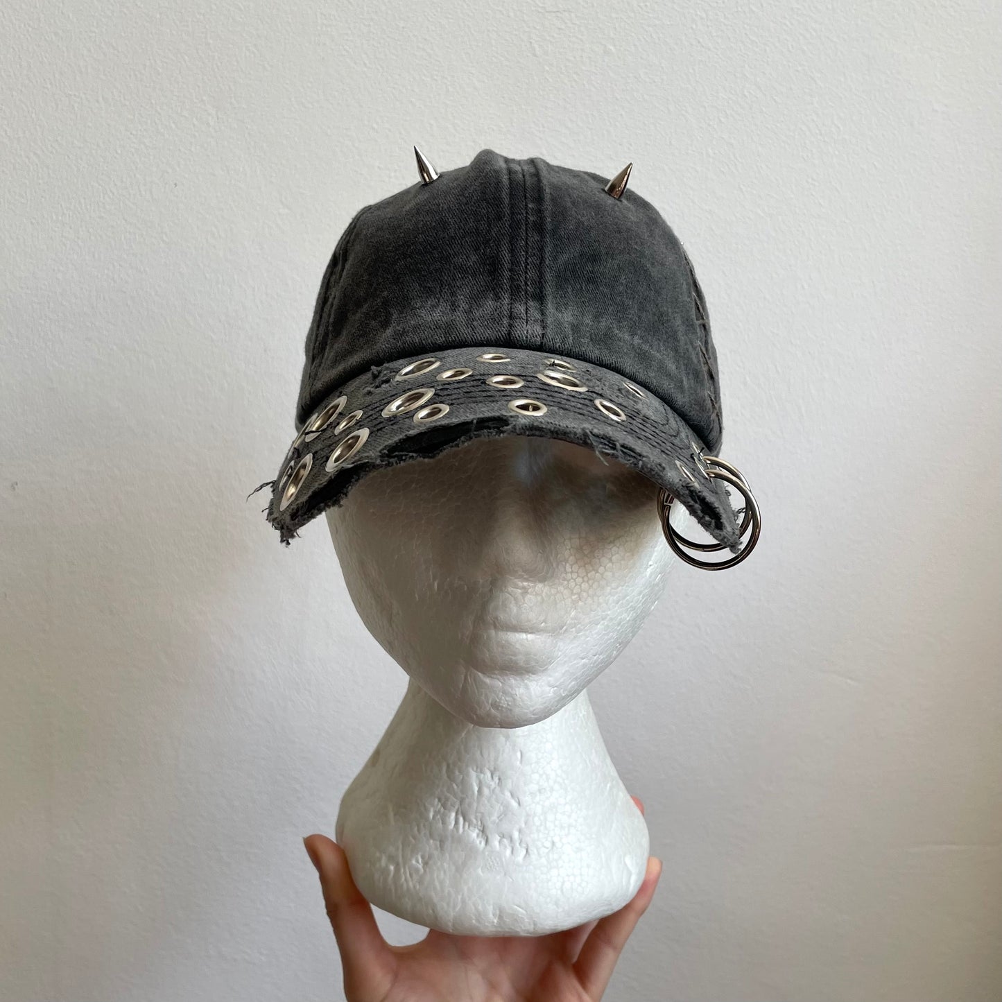 Grey denim cap