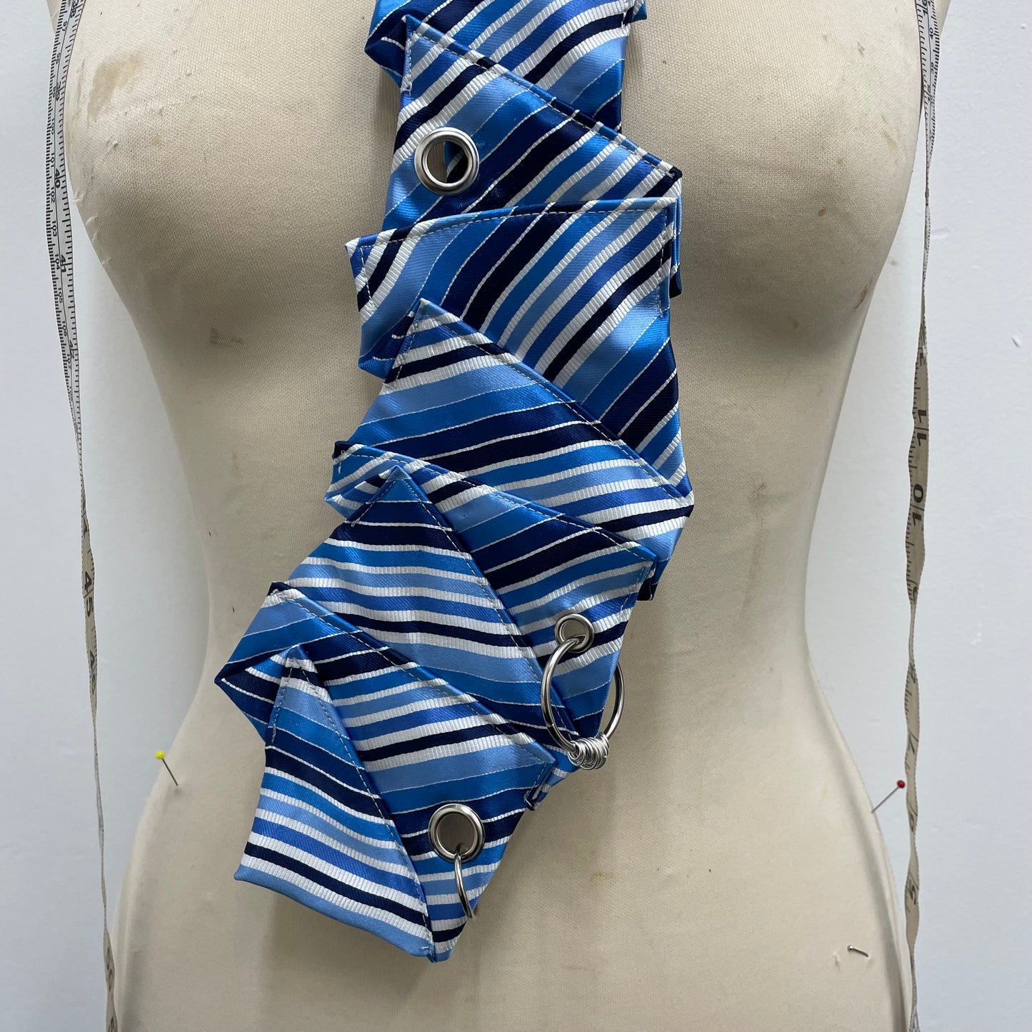 Blue disjointed tie