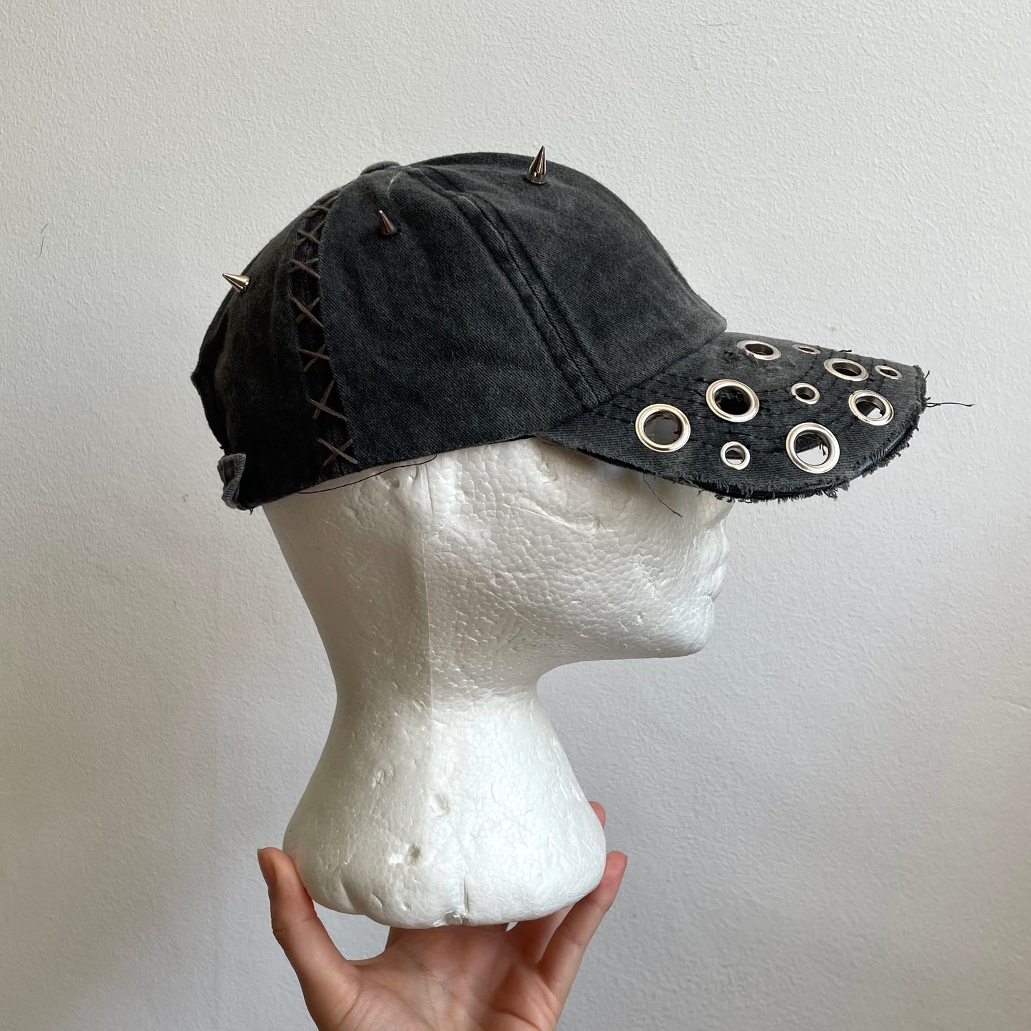 Grey denim cap