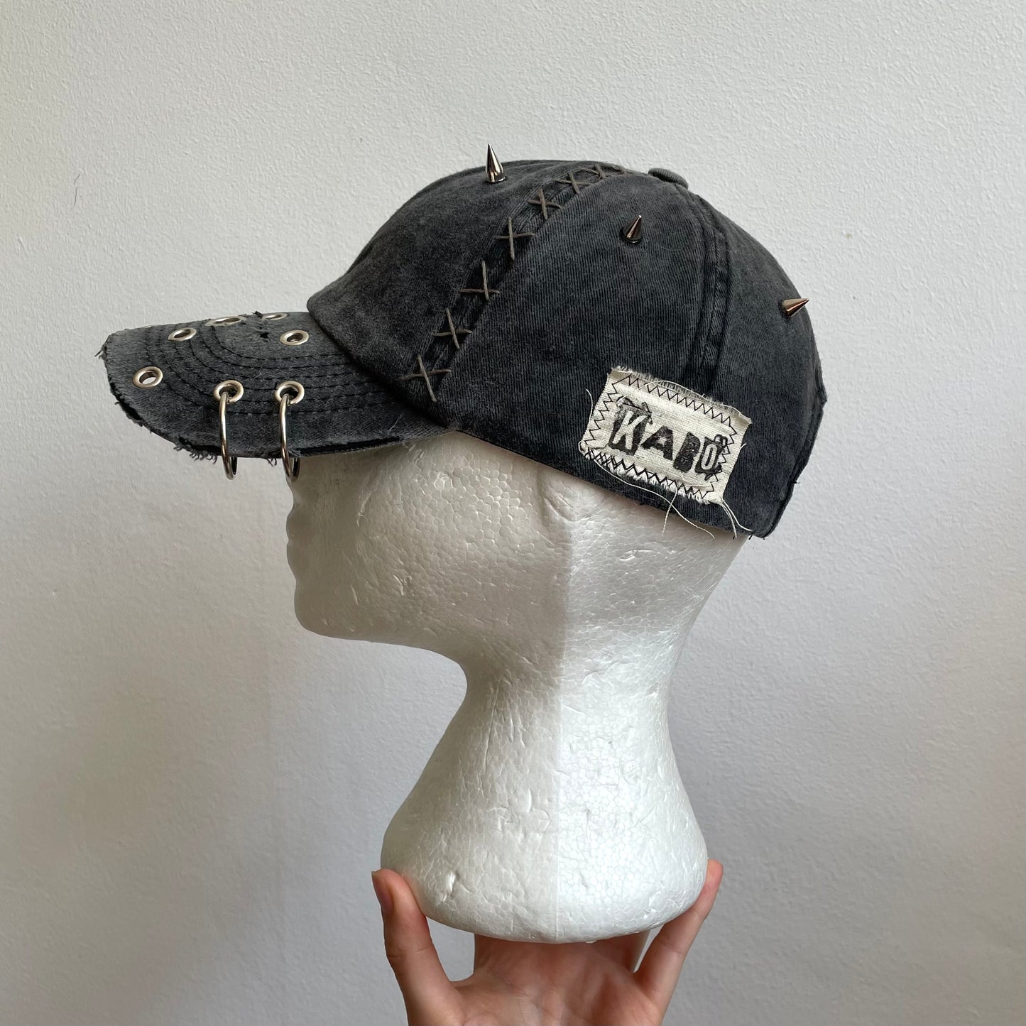 Grey denim cap