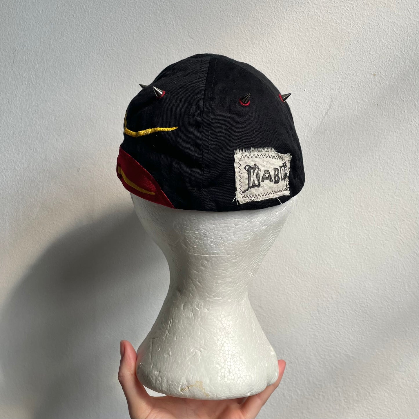 Upcycled flame racer cap