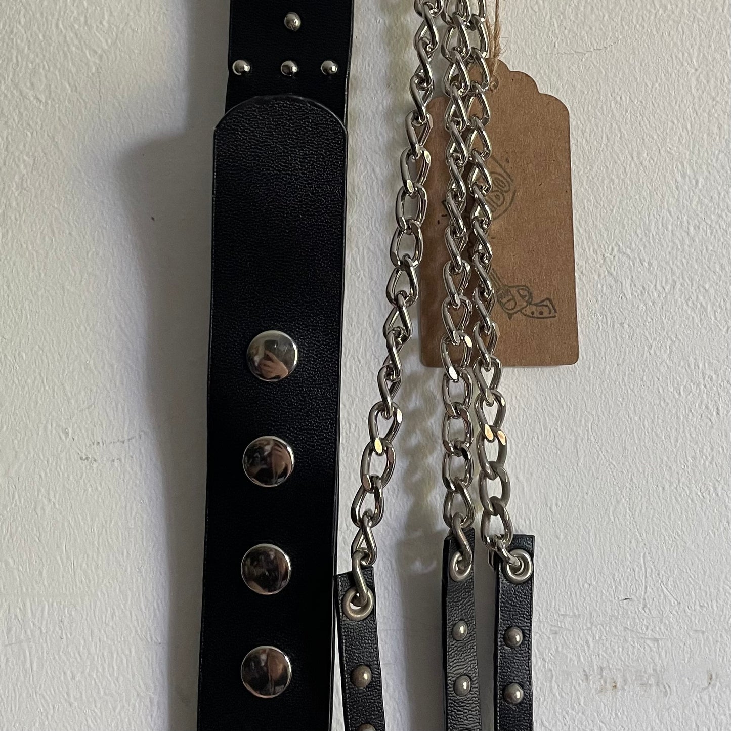 Faux leather chain belt