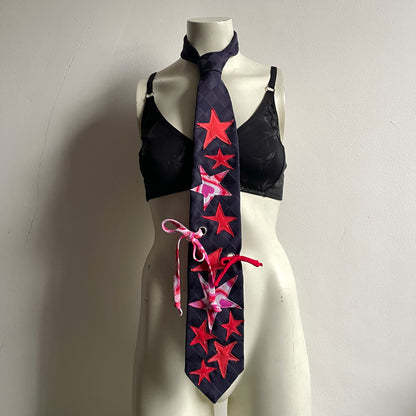 Red pink star tie