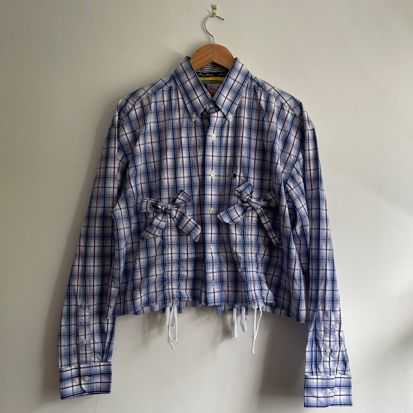 Blue plaid scrunchie shirt