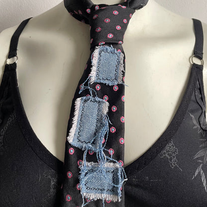 Scrappy denim tie