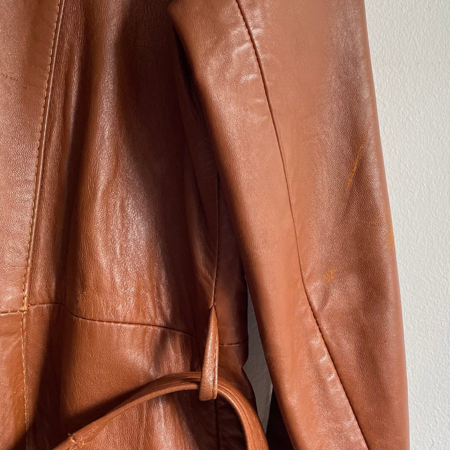 Tan leather coat