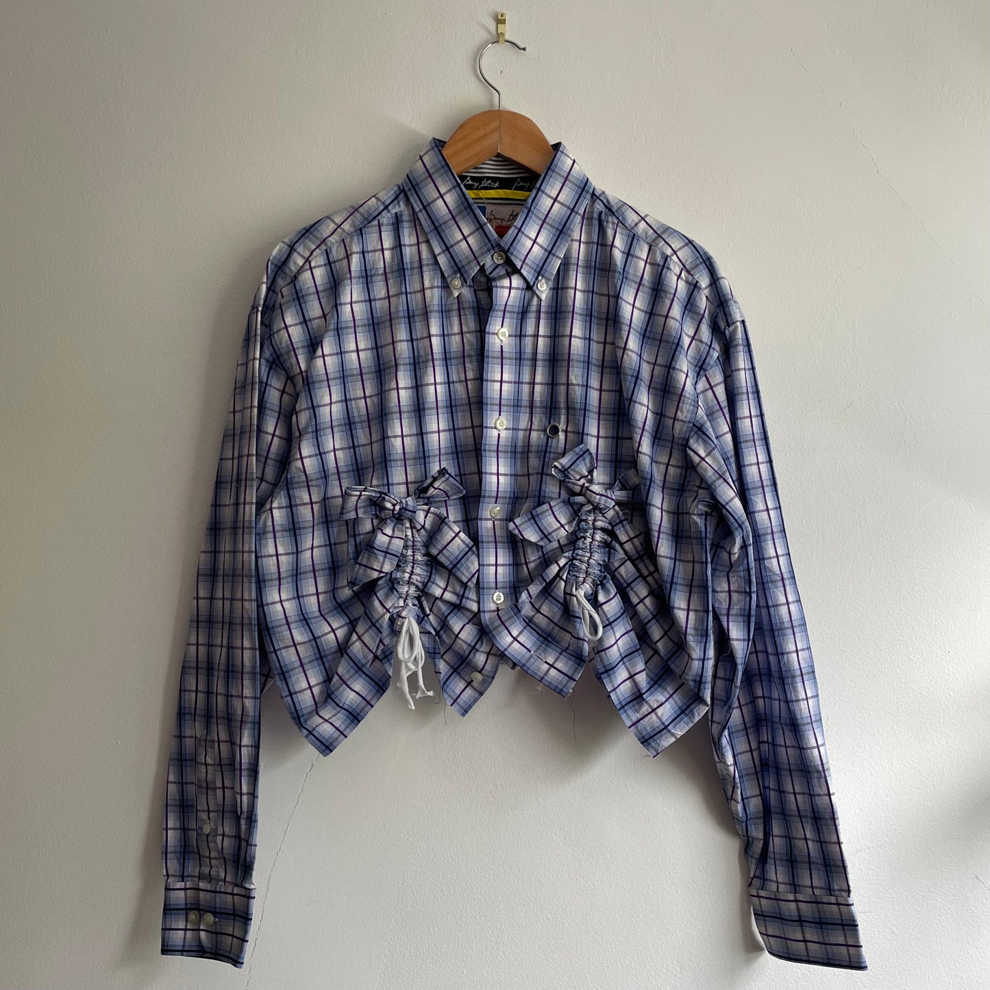 Blue plaid scrunchie shirt