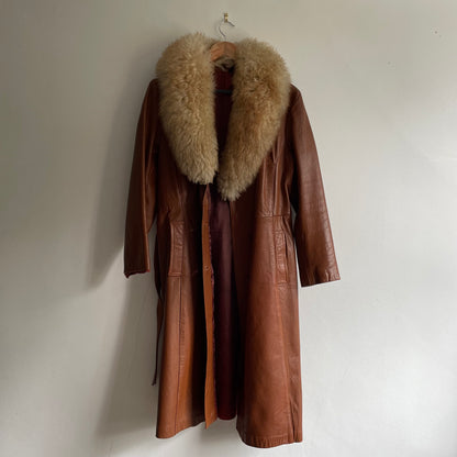 Tan leather coat