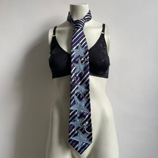 Upcycled denim star tie