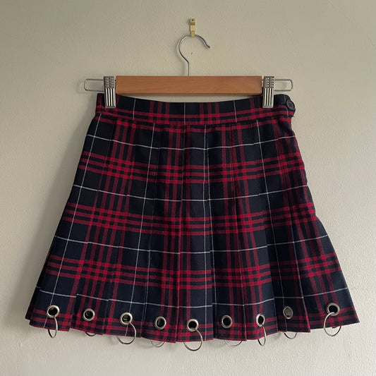 Plaid eyelet skirt