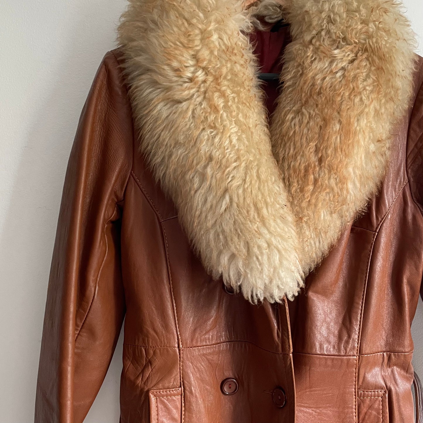 Tan leather coat