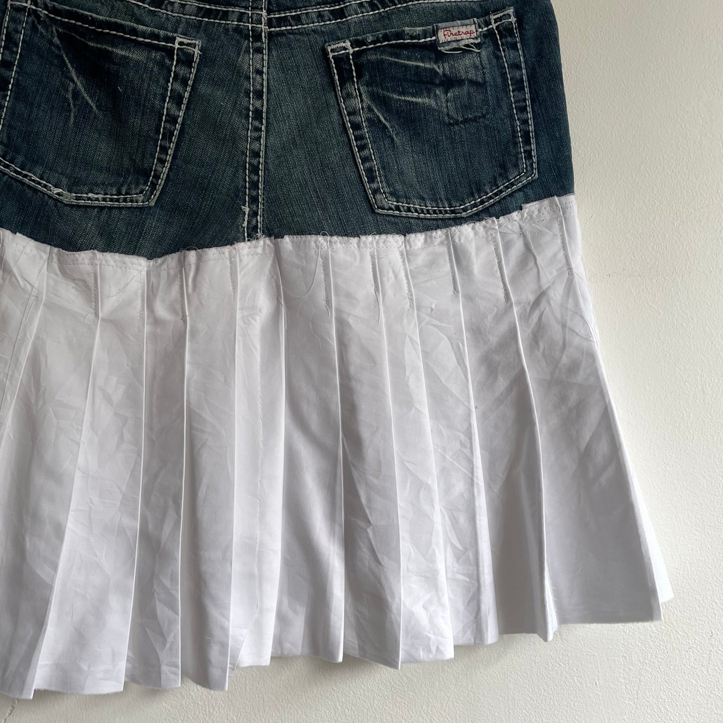 Denim + pleated skirt