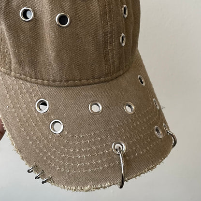 Beige eyelet cap