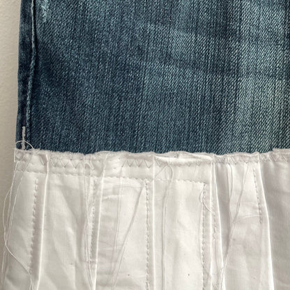 Denim + pleated skirt