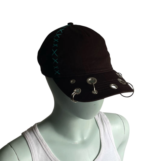 Brown cross stitch cap