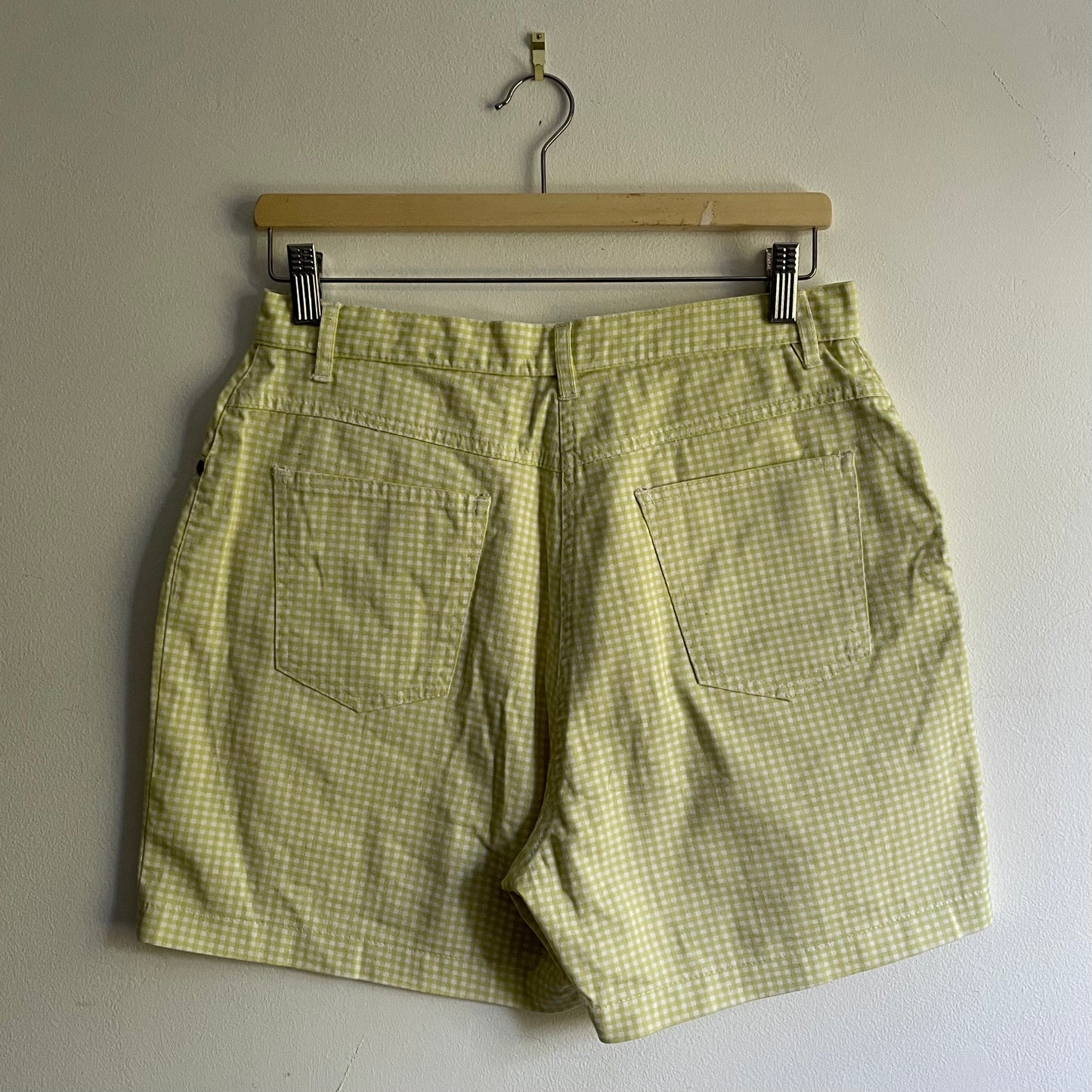 Green gingham shorts