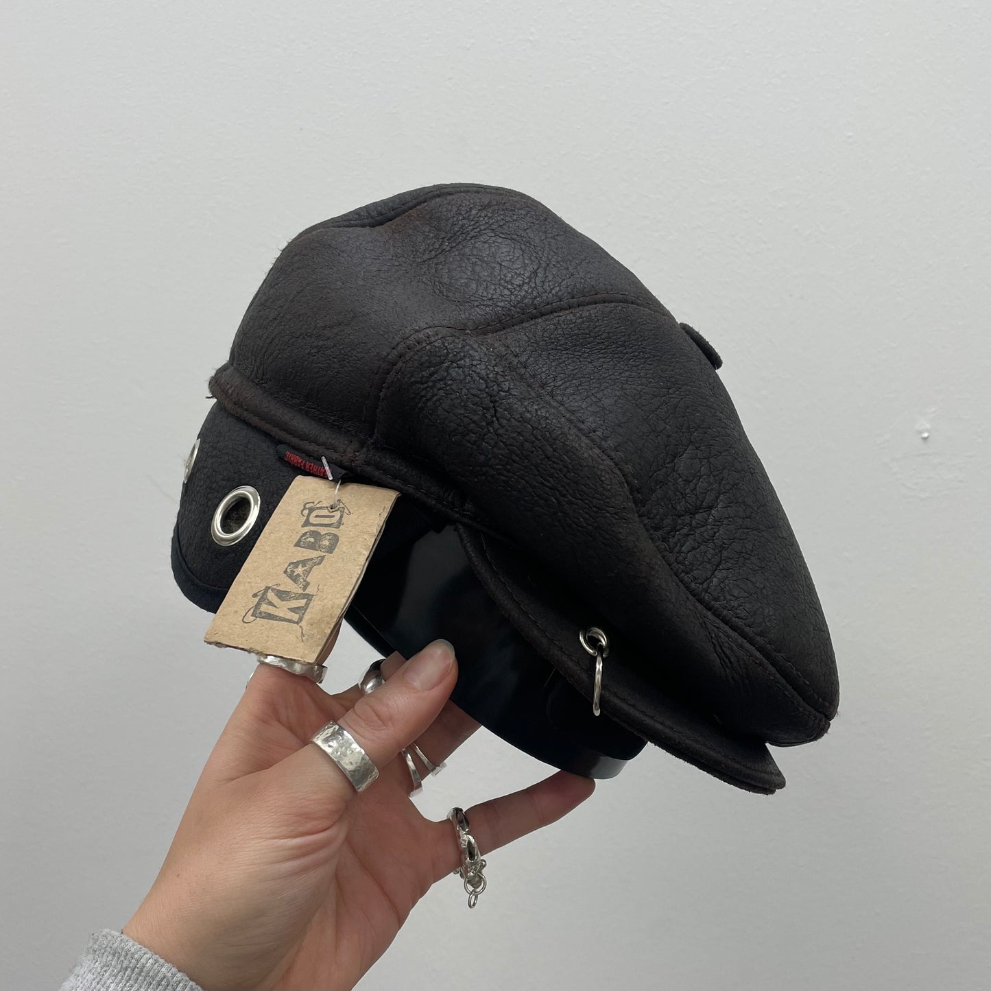 Leather baker boy hat