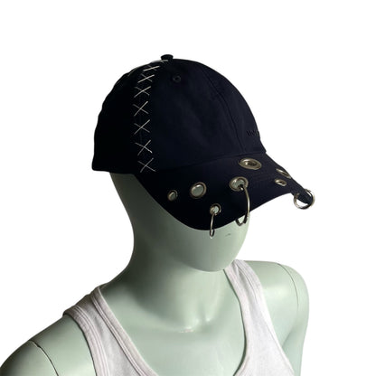 Navy cross stitch cap