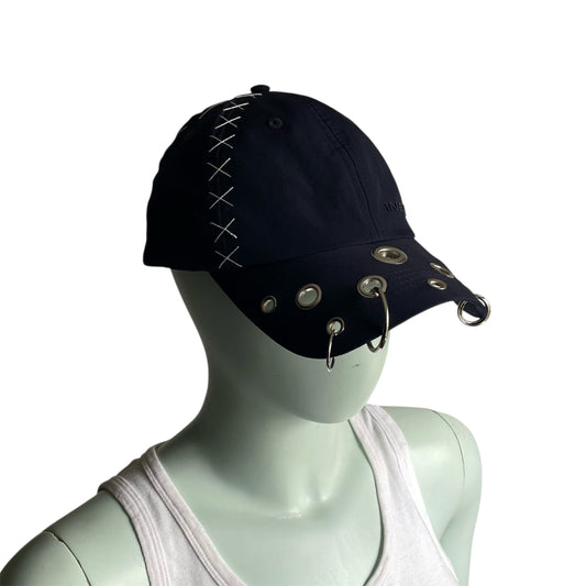 Navy cross stitch cap