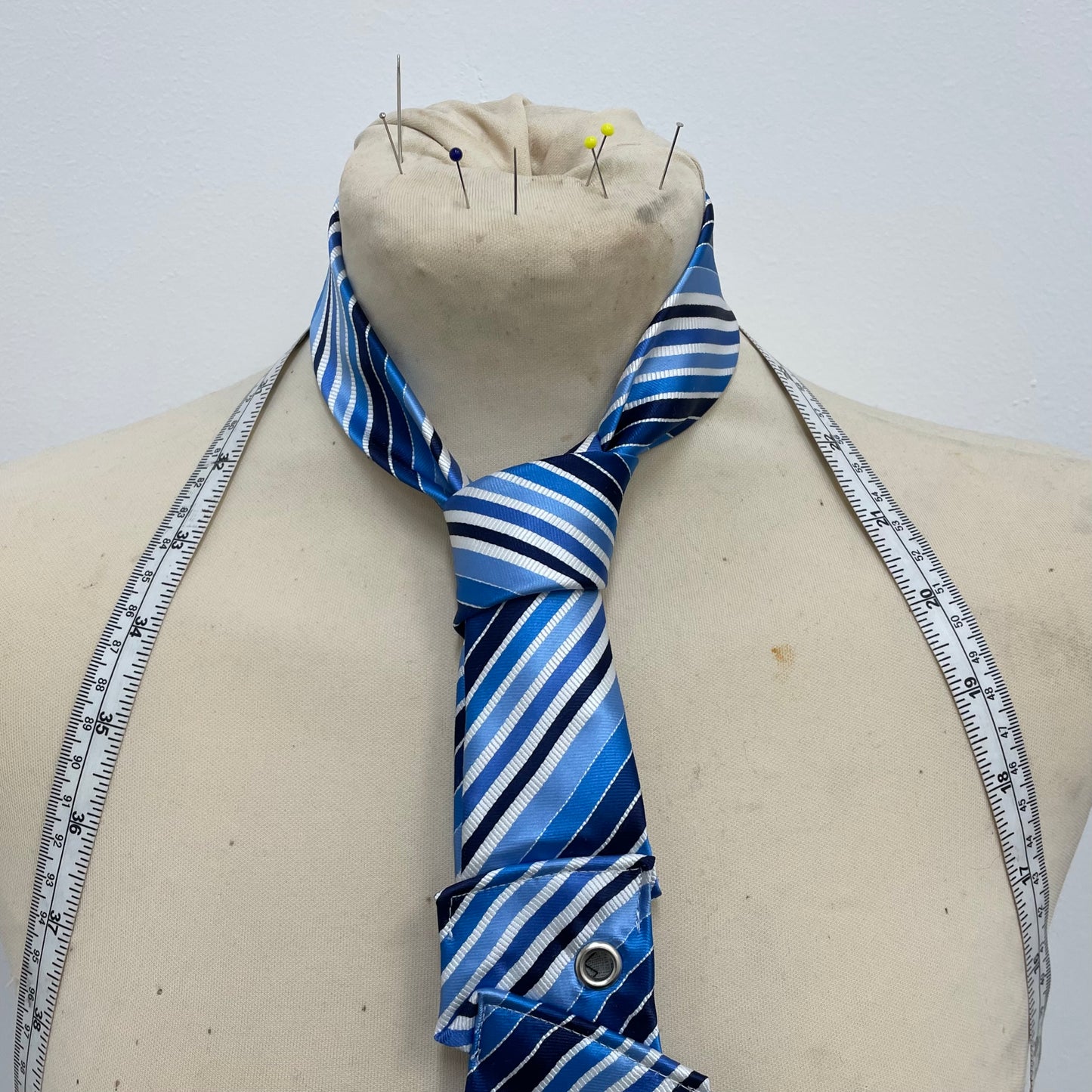 Blue disjointed tie