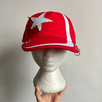 Red denim star cap