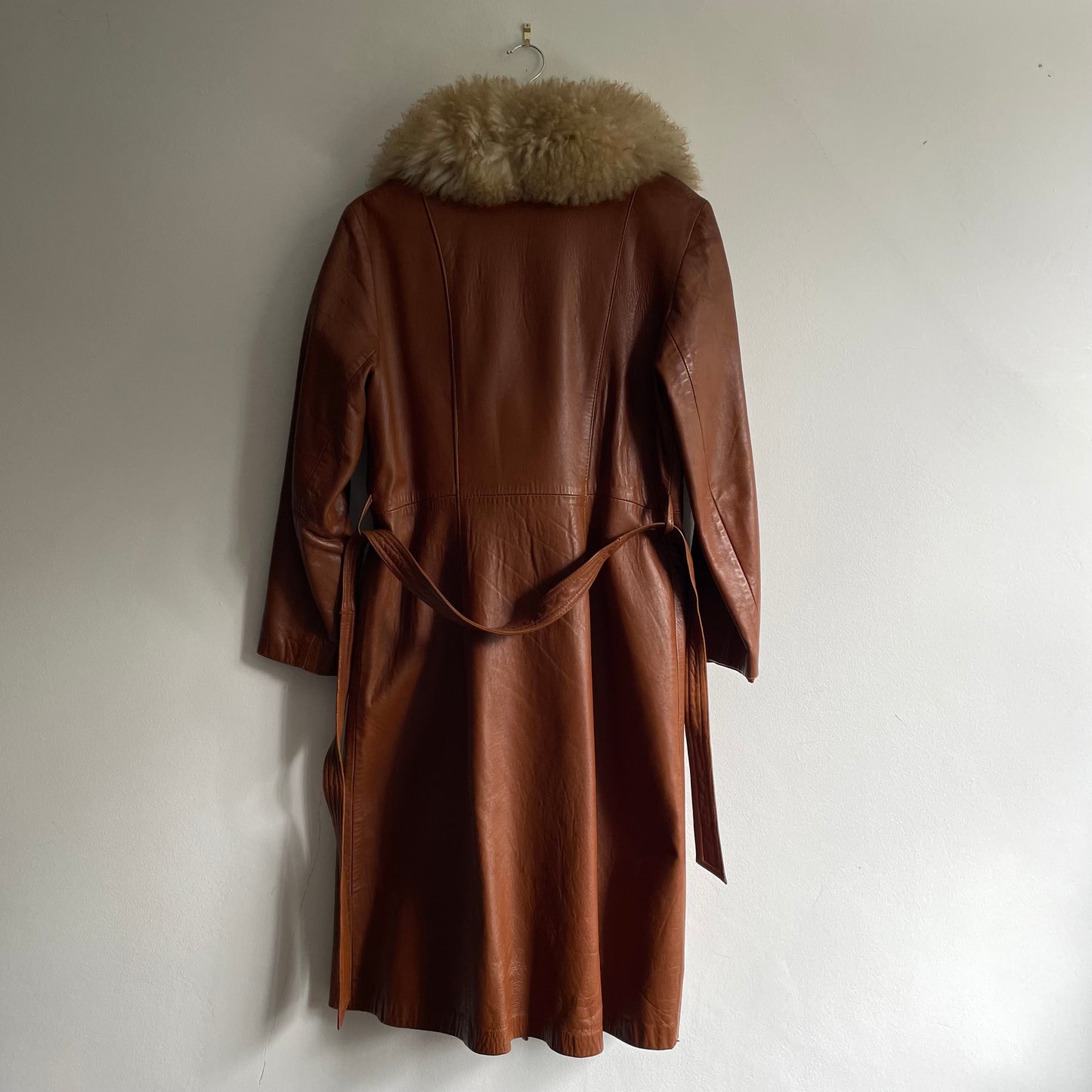 Tan leather coat