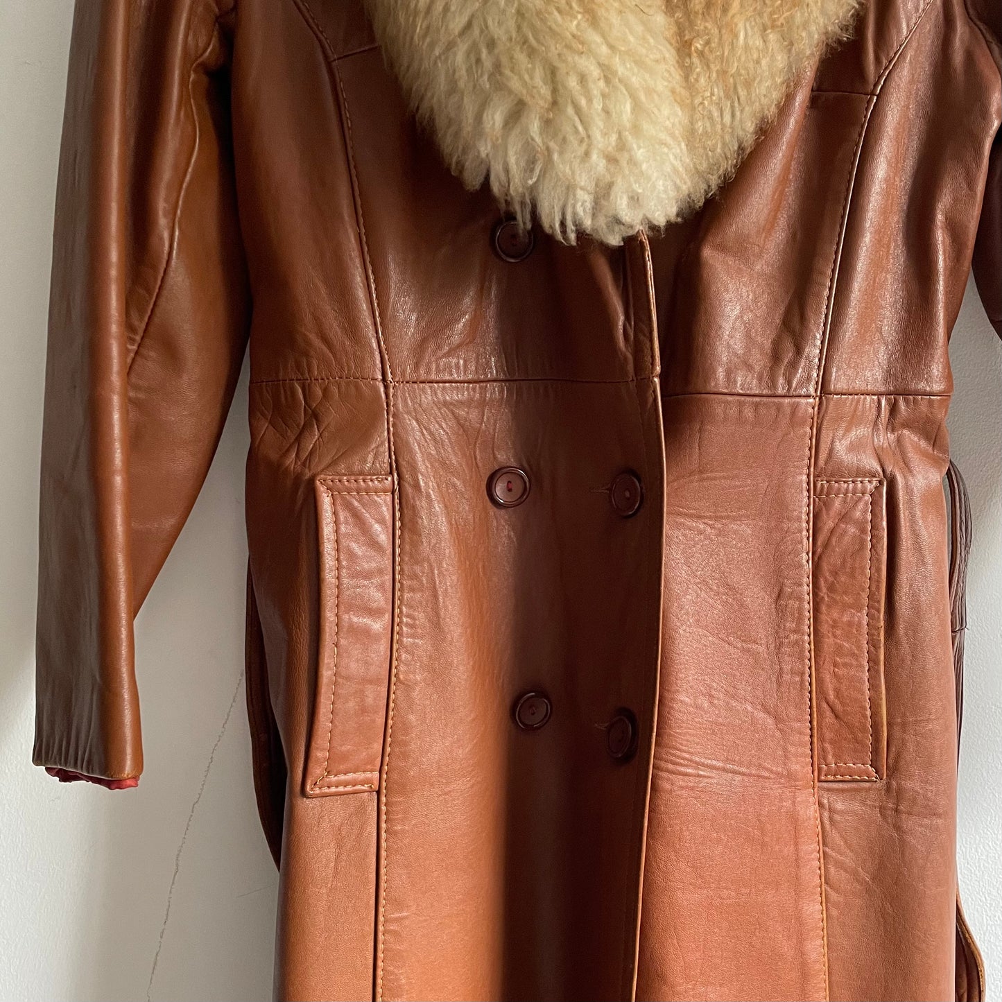 Tan leather coat