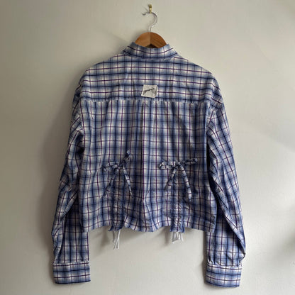 Blue plaid scrunchie shirt