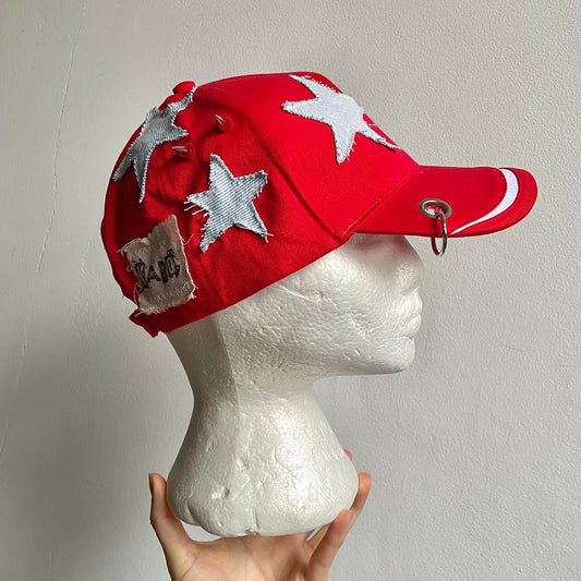 Red denim star cap