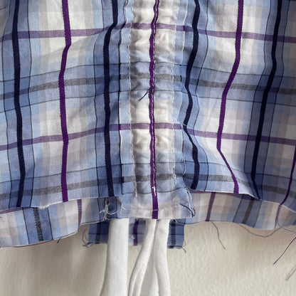 Blue plaid scrunchie shirt