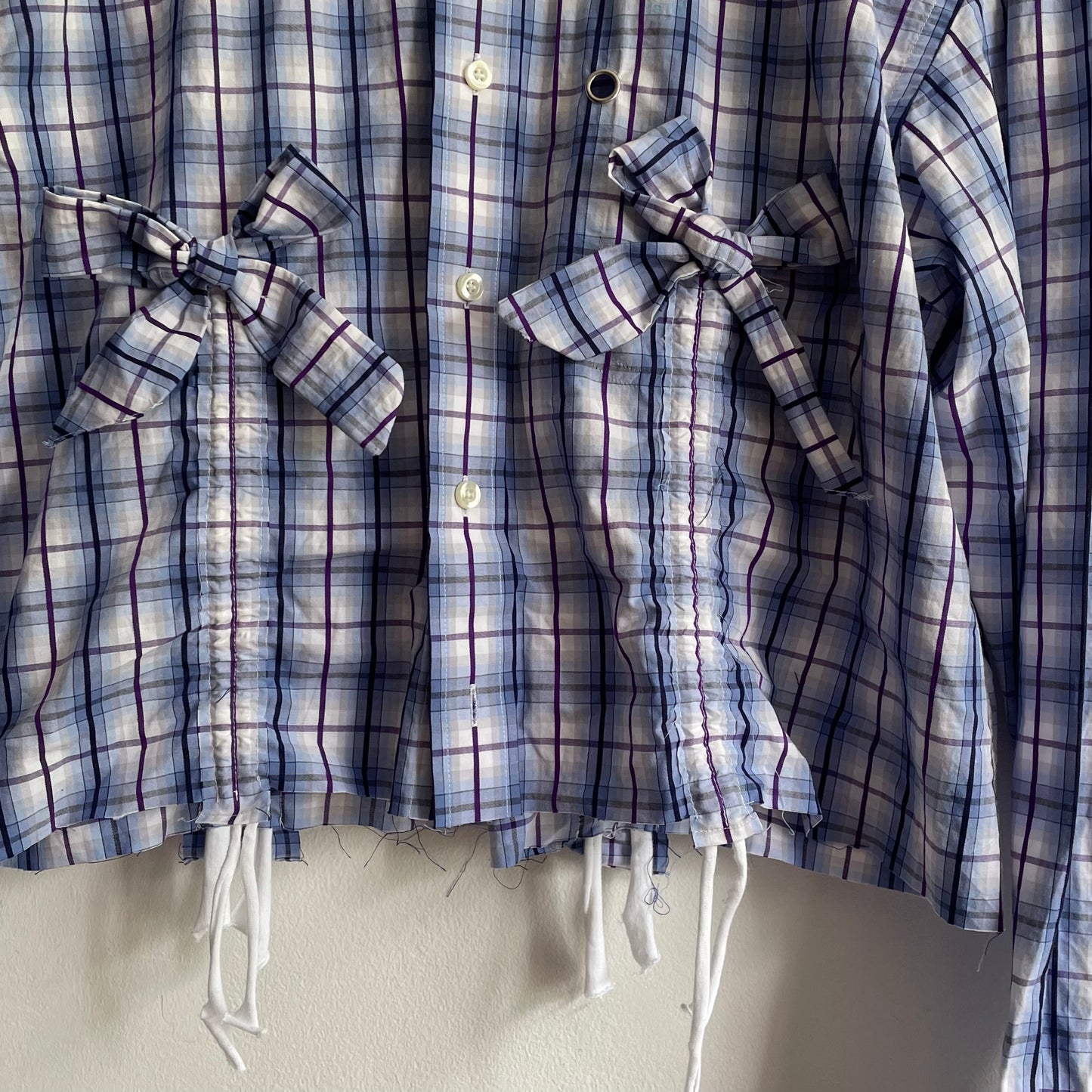 Blue plaid scrunchie shirt