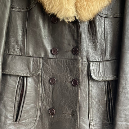 Brown leather coat