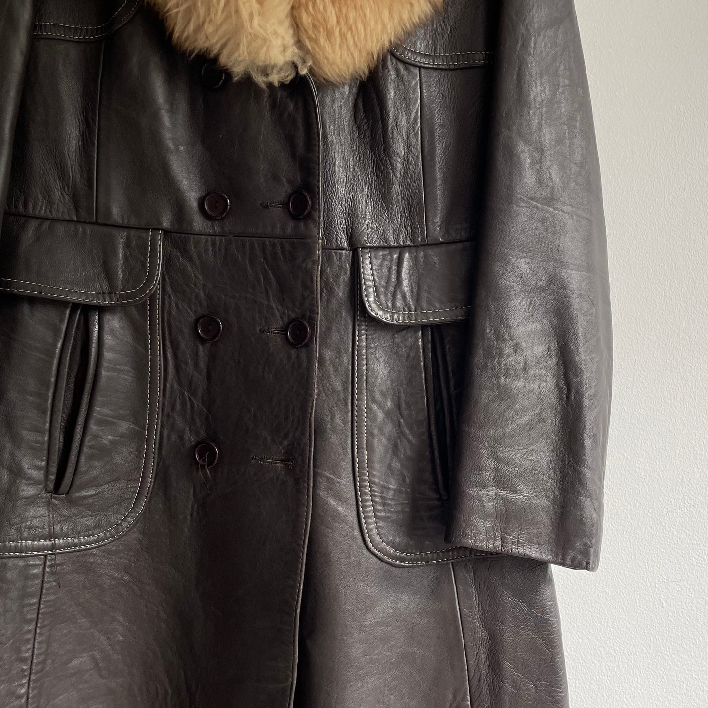 Brown leather coat