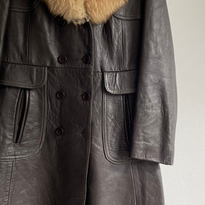 Brown leather coat