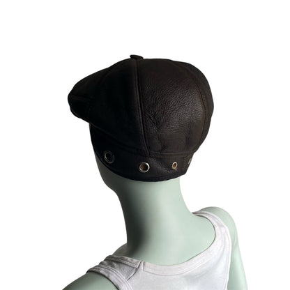 Leather baker boy hat