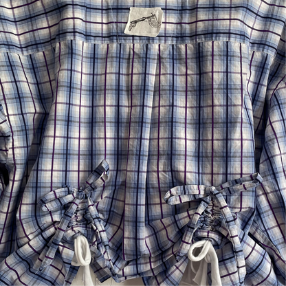 Blue plaid scrunchie shirt