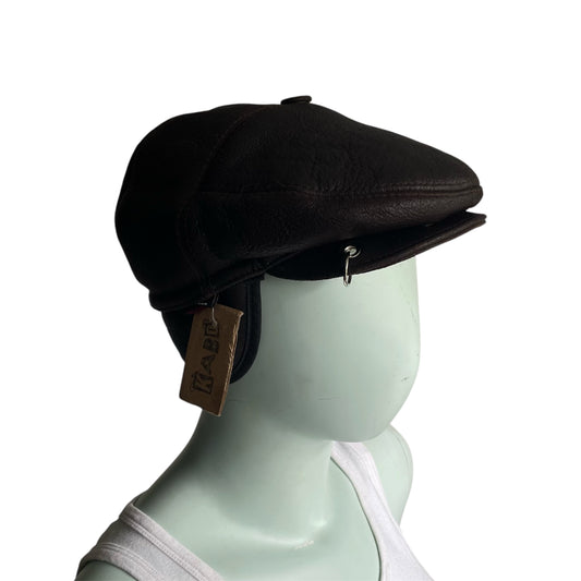 Leather baker boy hat