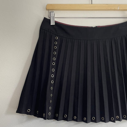 Mini pleated eyelet skirt