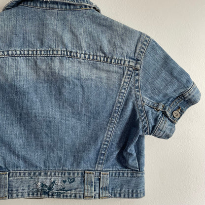 Cropped short sleeve denim jacket