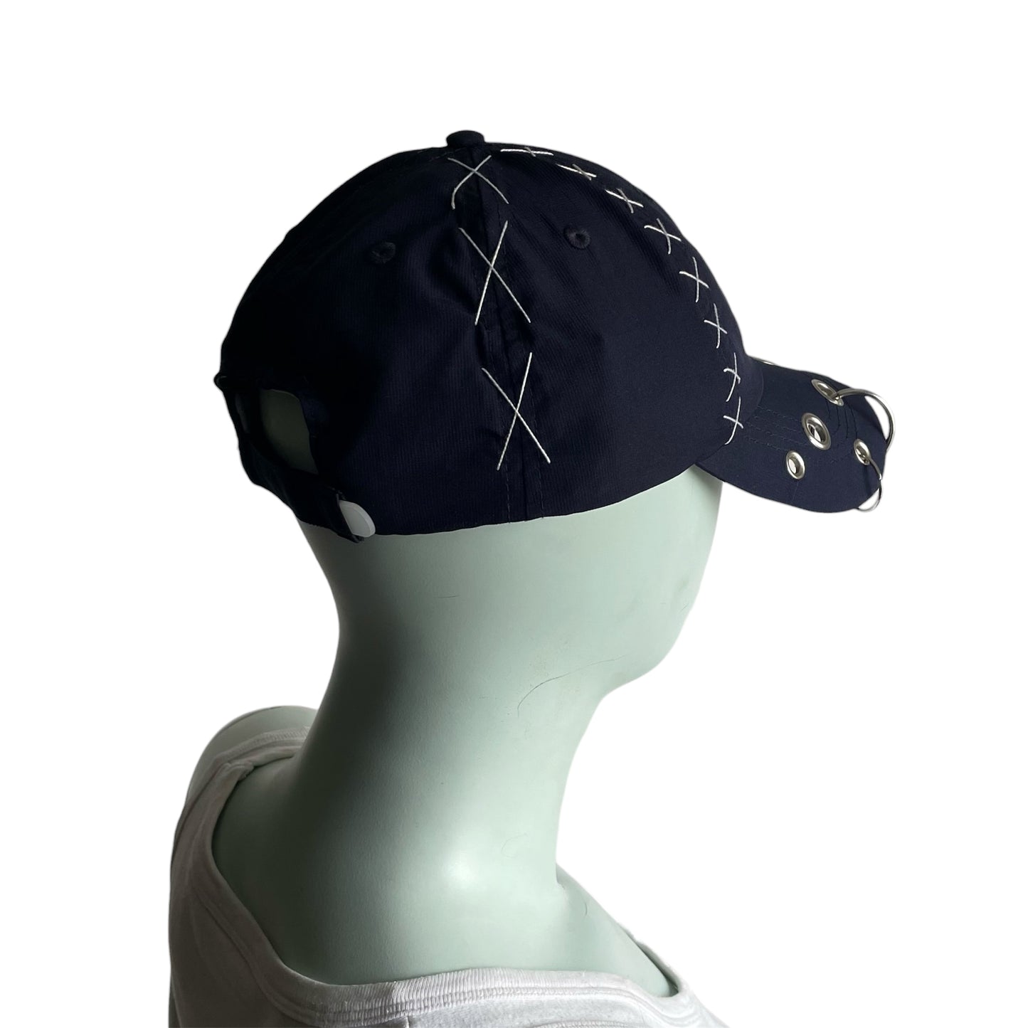 Navy cross stitch cap