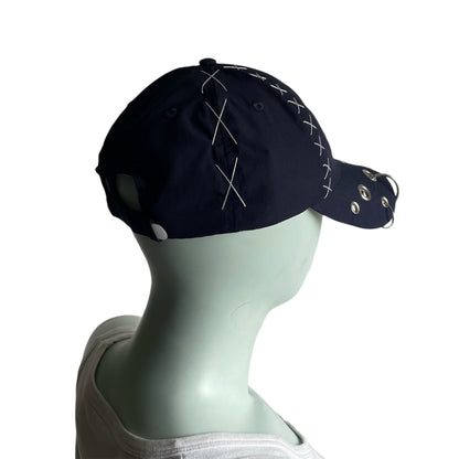 Navy cross stitch cap