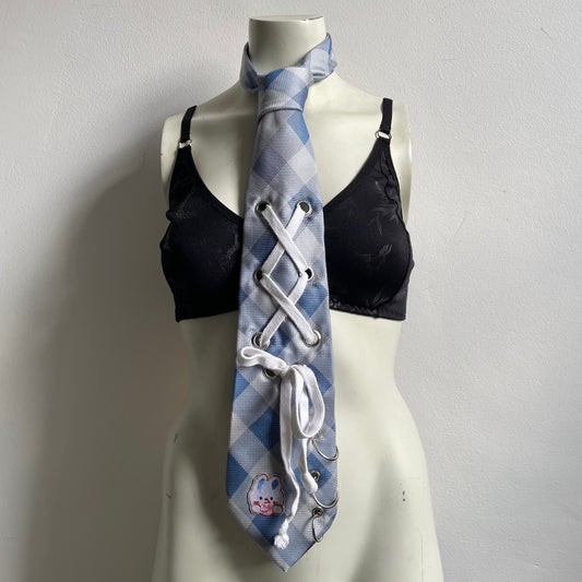 Upcycled blue corset tie