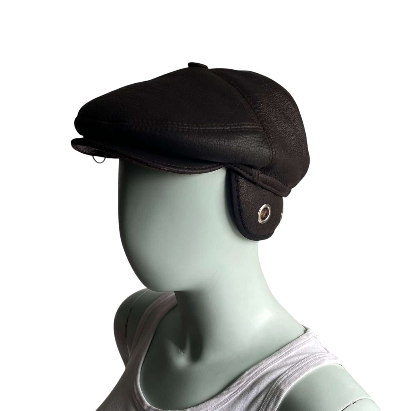 Leather baker boy hat