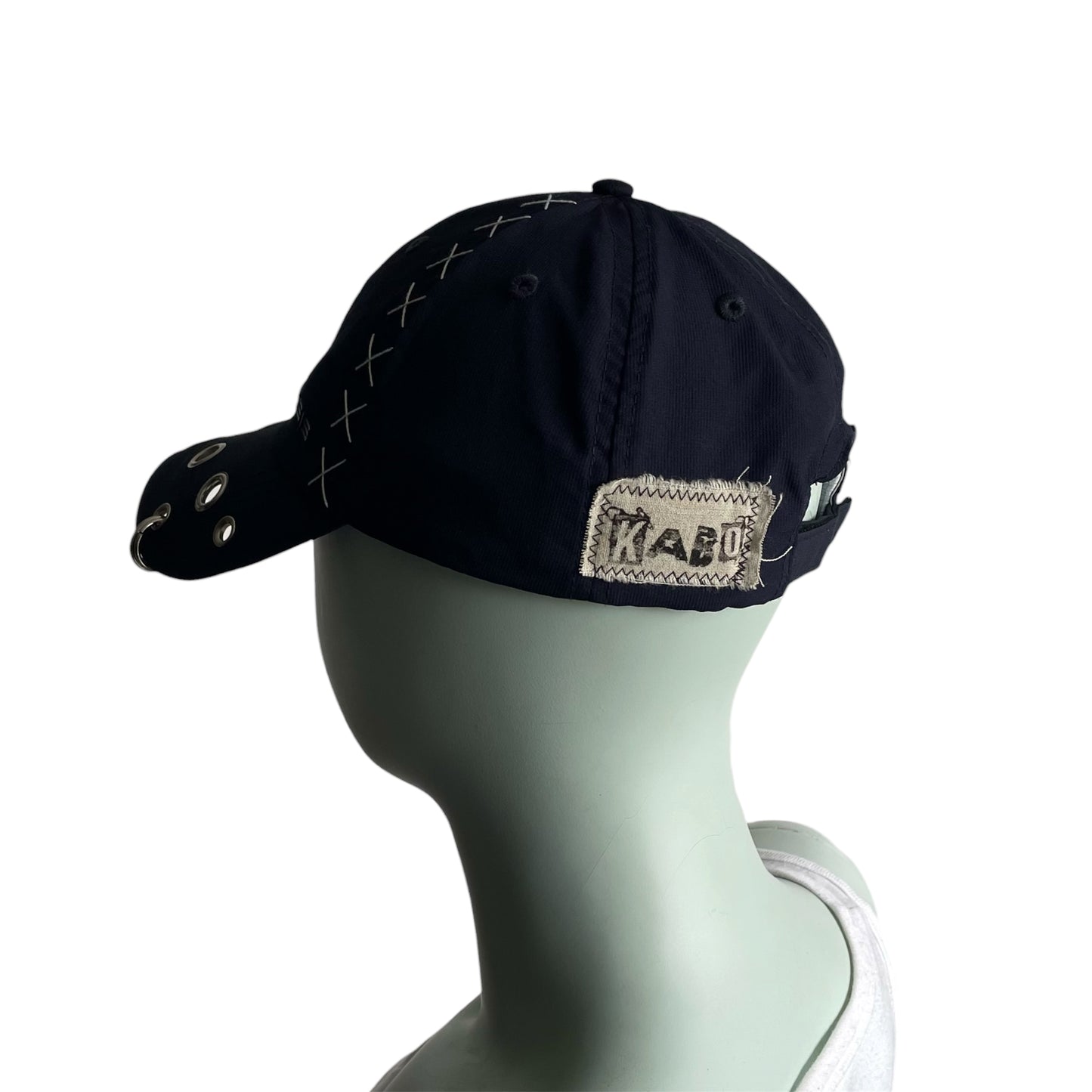 Navy cross stitch cap