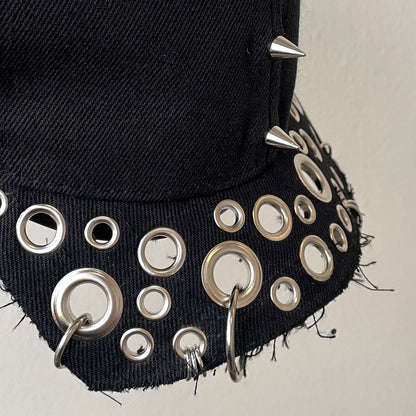 Black spike mohawk cap