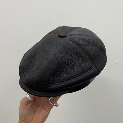 Leather baker boy hat