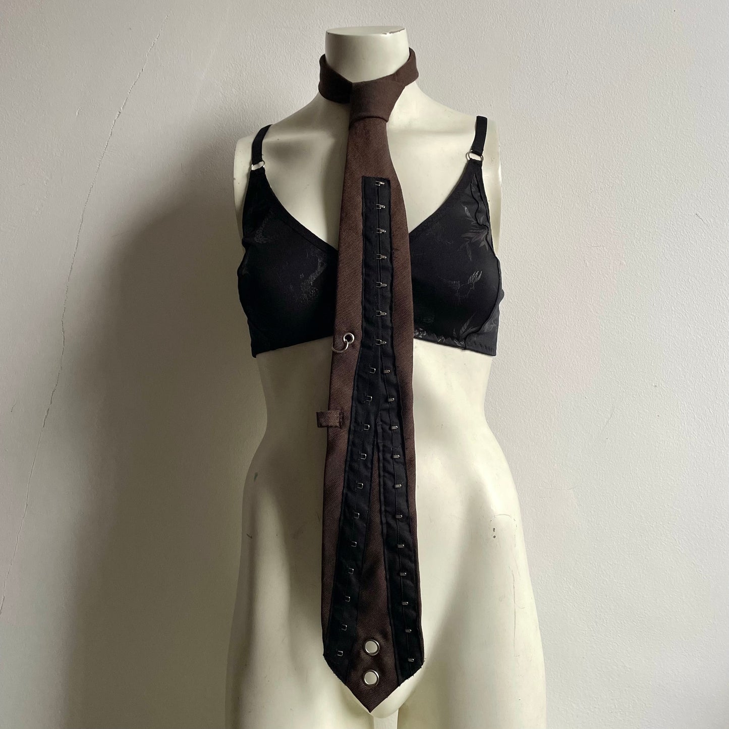 Brown hook + eye tie