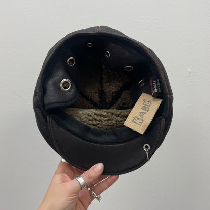 Leather baker boy hat