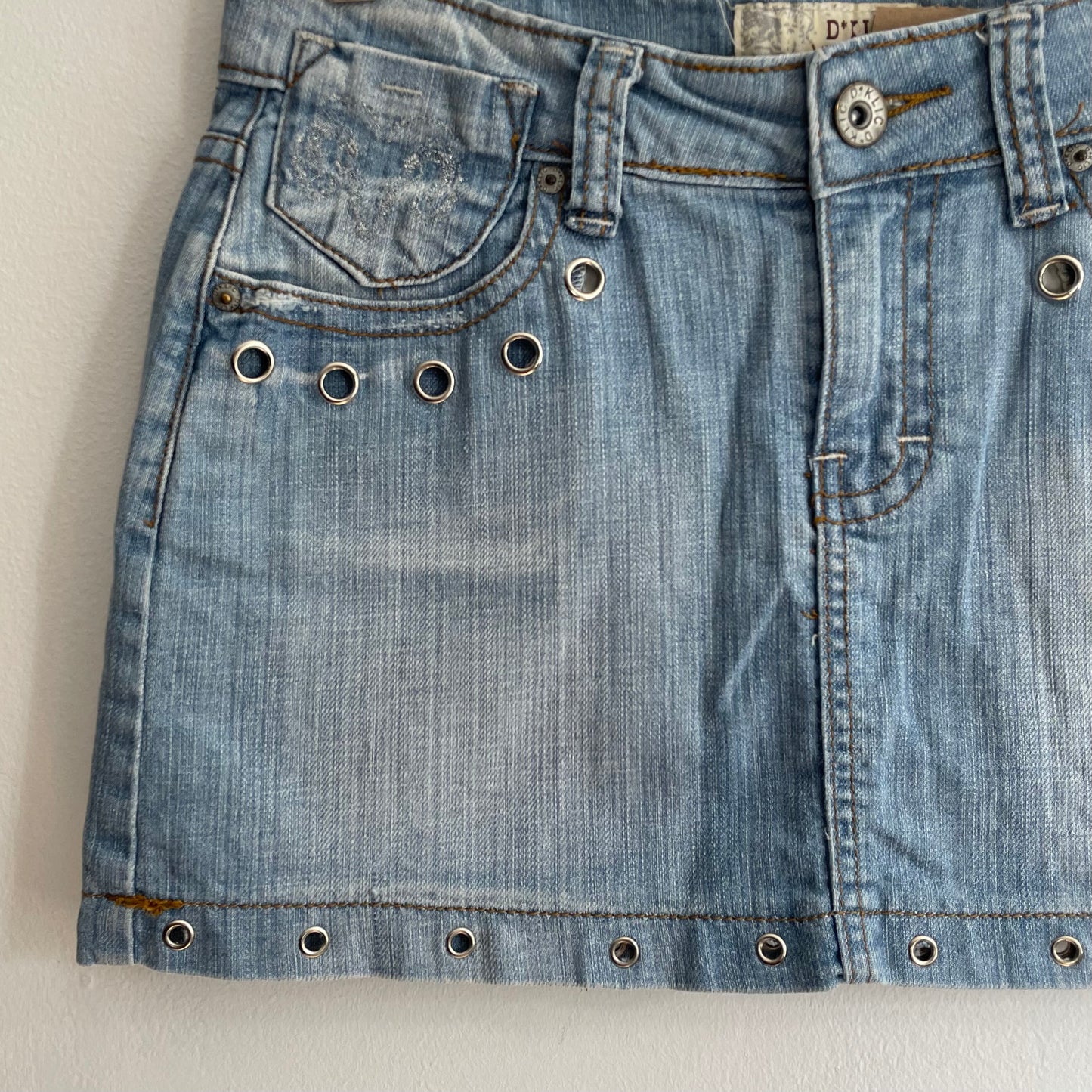 Denim eyelet skirt